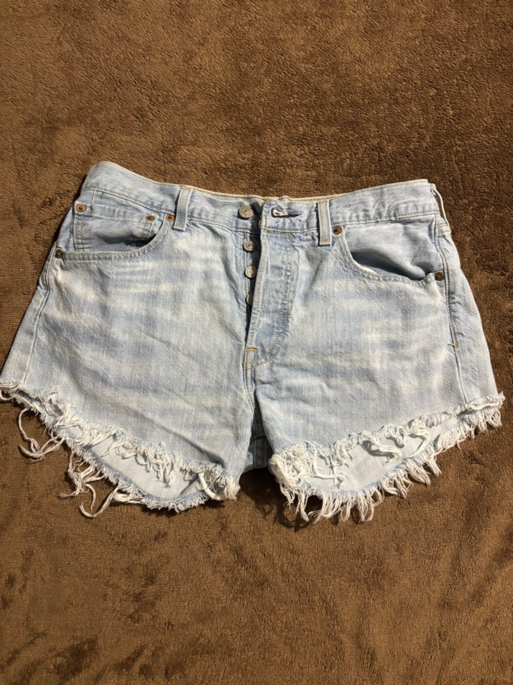 Levi 501 High-Rise Light Wash Cut-Off Denim Shorts